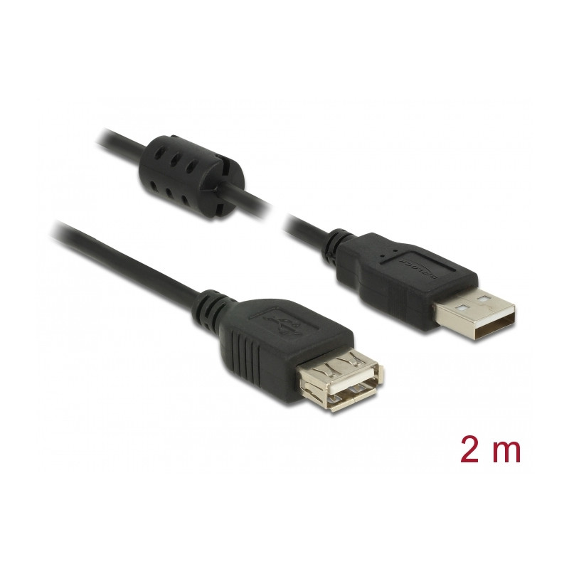 Delock Verlängerungskabel USB 2.0 Typ-A Stecker - USB 2.0 Typ-A Buchse 2,0 m schwarz