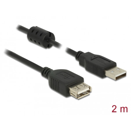 Delock Verlängerungskabel USB 2.0 Typ-A Stecker - USB 2.0 Typ-A Buchse 2,0 m schwarz