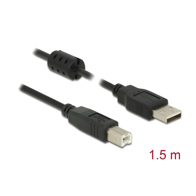 Delock Kabel USB 2.0 Typ-A Stecker - USB 2.0 Typ-B Stecker 1,5 m schwarz