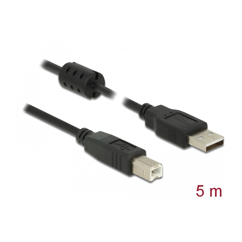 Delock Kabel USB 2.0 Typ-A Stecker - USB 2.0 Typ-B Stecker 5,0 m schwarz