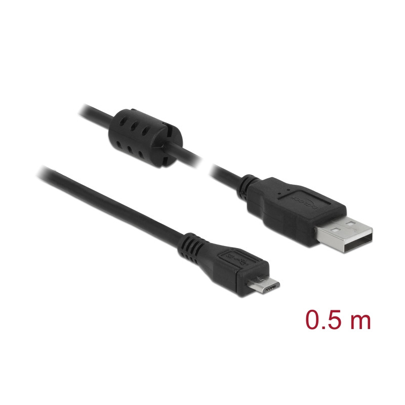 Delock Kabel USB 2.0 Typ-A Stecker - USB 2.0 Micro-B Stecker 0,5 m schwarz