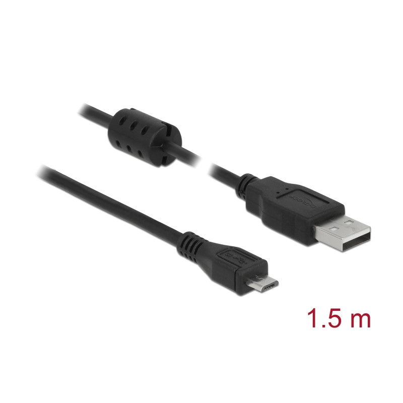 Delock Kabel USB 2.0 Typ-A Stecker - USB 2.0 Micro-B Stecker 1,5 m schwarz