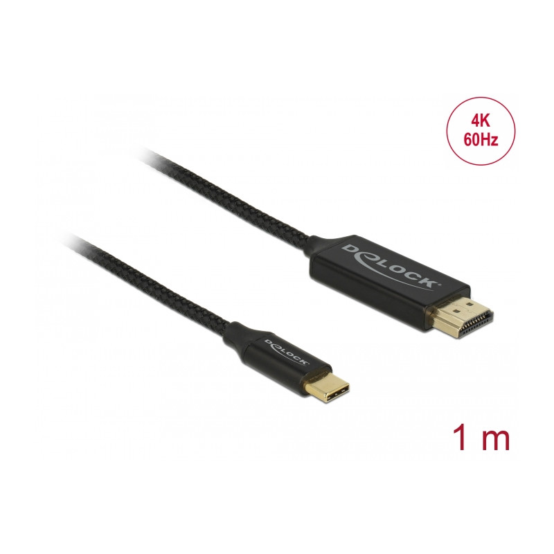 Delock USB Kabel Type-C zu HDMI (DP Alt Mode) 4K 60 Hz 1 m koaxial