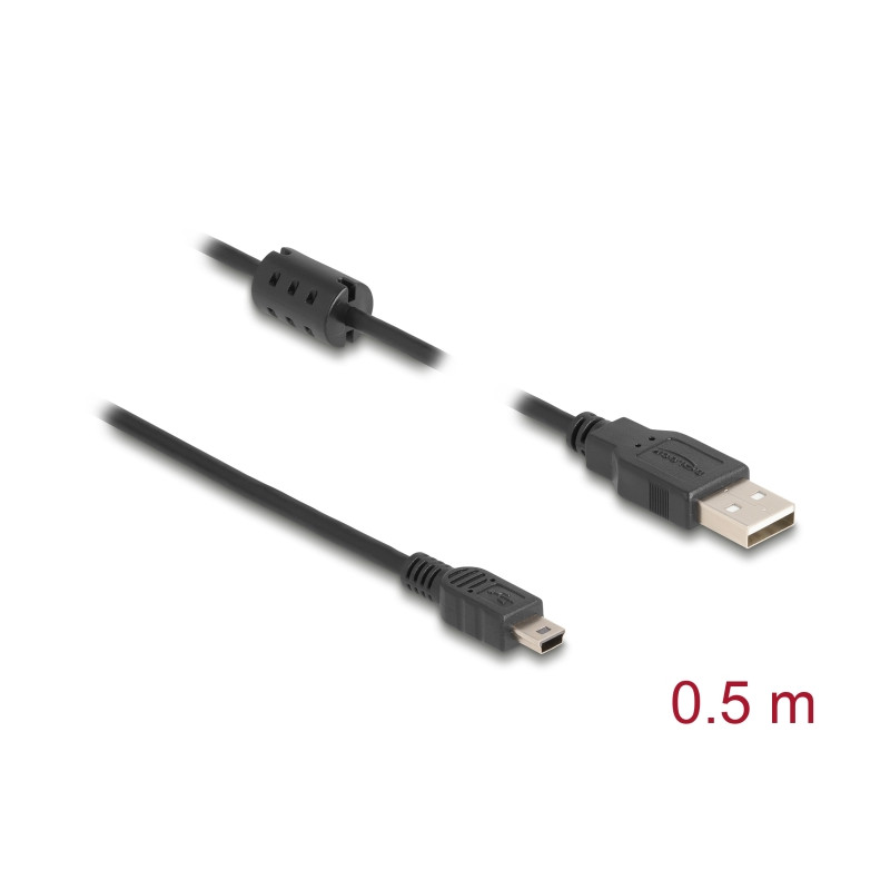 Delock Kabel USB 2.0 Typ-A Stecker - USB 2.0 Mini-B Stecker 0,5 m schwarz