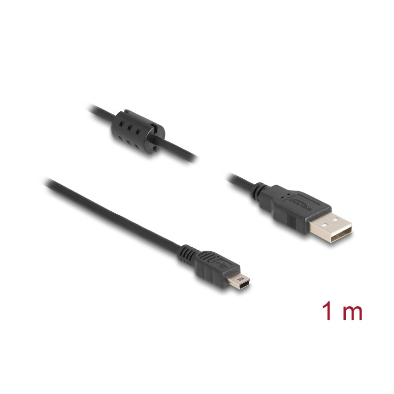 Delock Kabel USB 2.0 Typ-A Stecker - USB 2.0 Mini-B Stecker 1,0 m schwarz