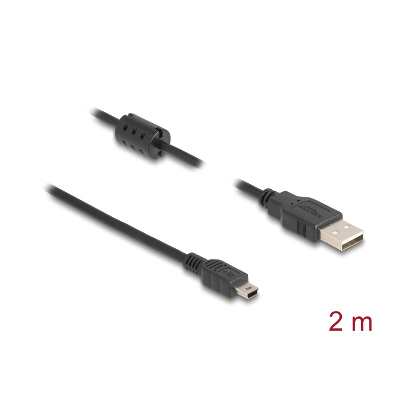 Delock Kabel USB 2.0 Typ-A Stecker - USB 2.0 Mini-B Stecker 2,0 m schwarz
