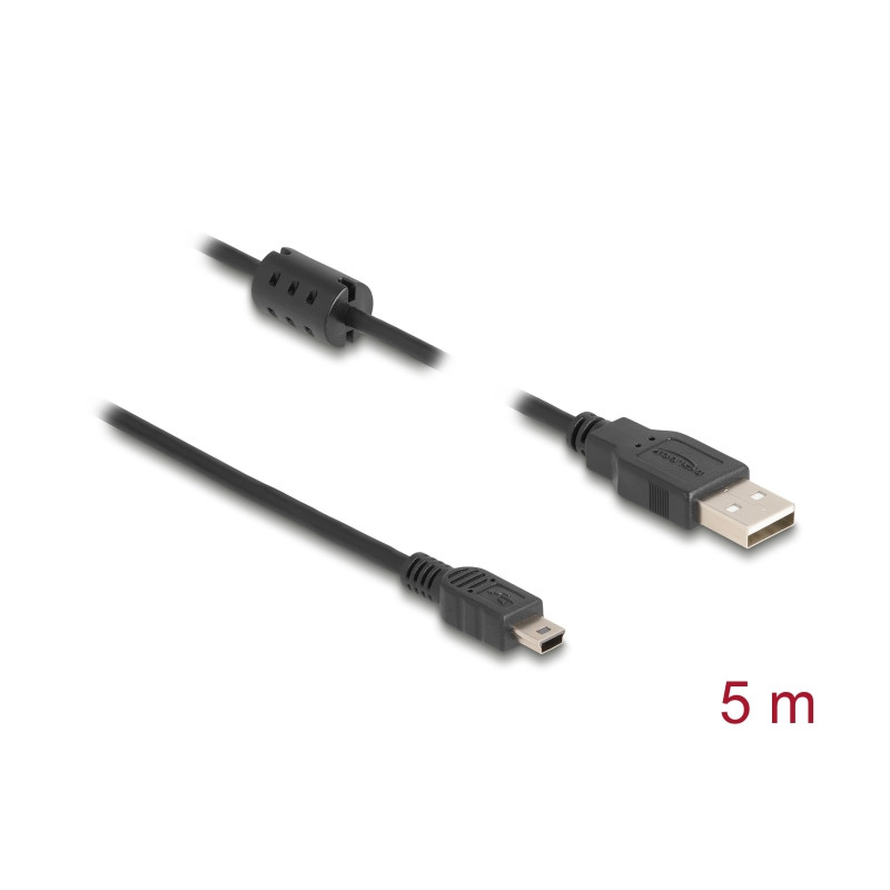 Delock Kabel USB 2.0 Typ-A Stecker - USB 2.0 Mini-B Stecker 5,0 m schwarz