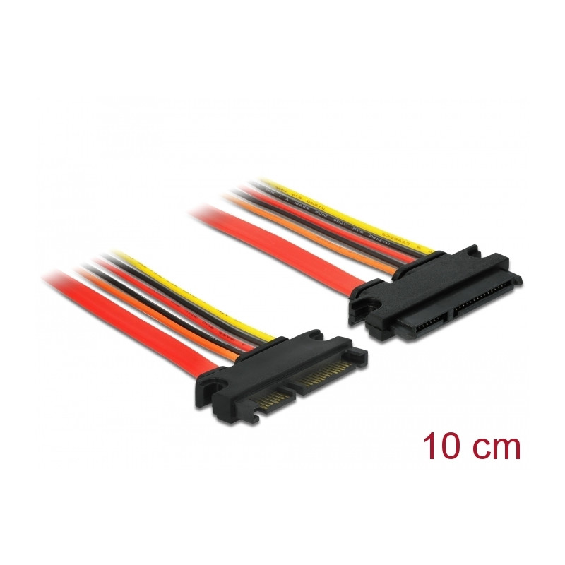 Delock Verlängerungskabel SATA 6 Gb/s 22 Pin Stecker - SATA 22 Pin Buchse (3,3 V + 5 V + 12 V) 10 cm
