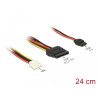 Delock Kabel Power Floppy 4 Pin Strom Buchse - SATA 15 Pin Buchse (5 V + 12 V) + Slim SATA 6 Pin Buchse (5 V) 24 cm