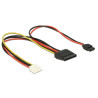 Delock Kabel Power Floppy 4 Pin Strom Buchse - SATA 15 Pin Buchse (5 V + 12 V) + Slim SATA 6 Pin Buchse (5 V) 24 cm