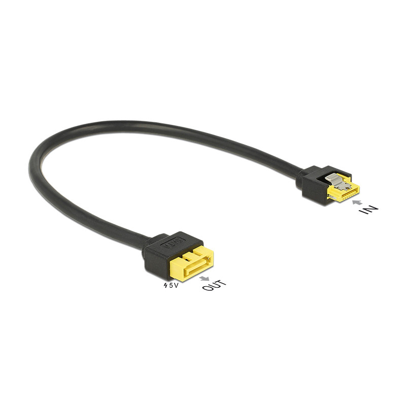 Delock Verlängerungskabel SATA 6 Gb/s Buchse - SATA Stecker Pin 8 Power mit Einrastfunktion 30 cm