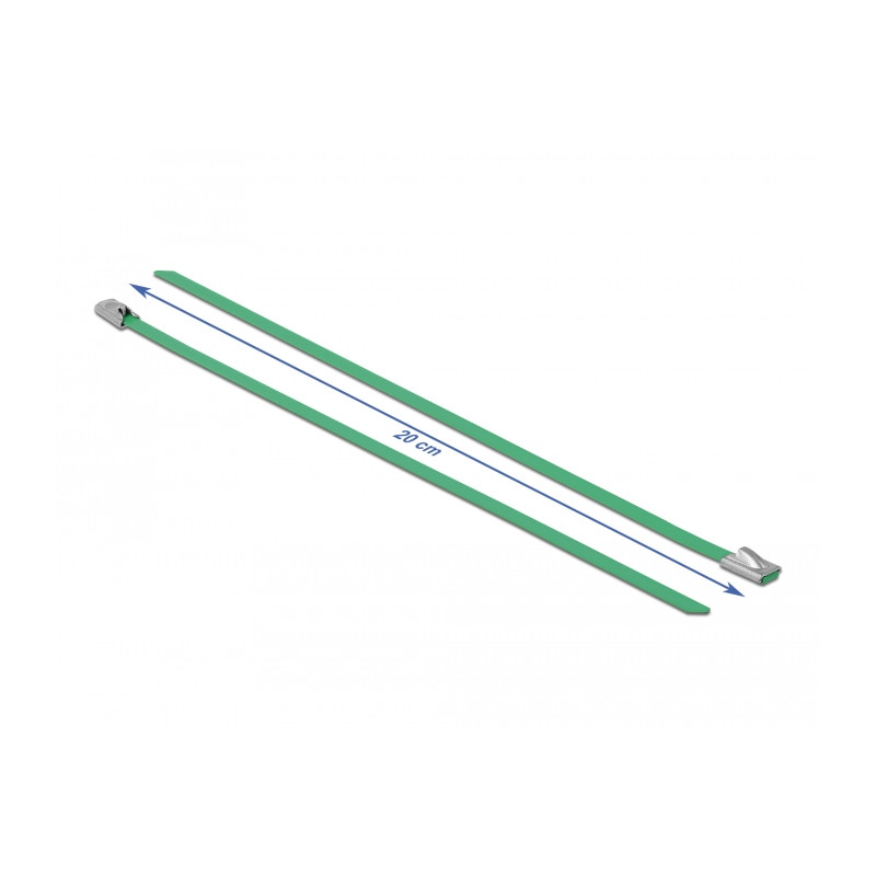 Delock Edelstahlkabelbinder L 200 x B 4,6 mm grün 10 Stück