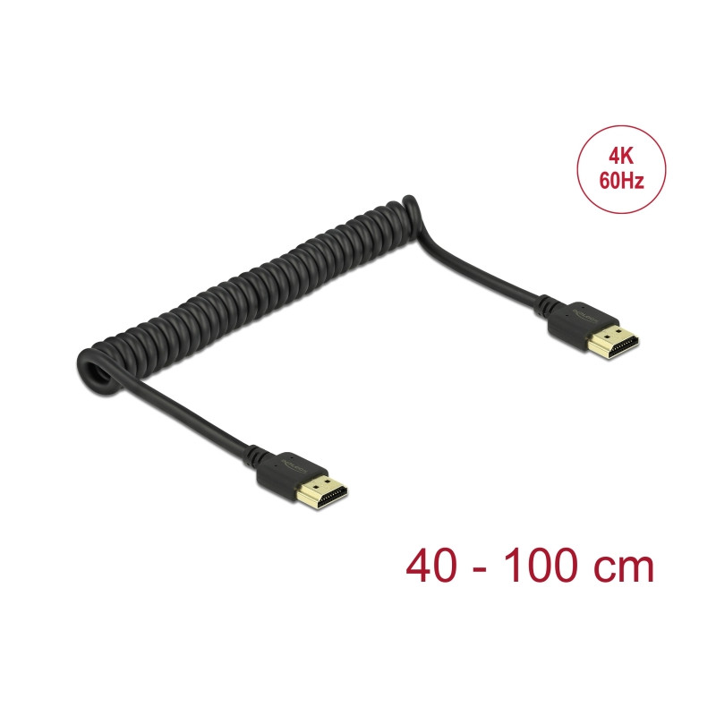 Delock HDMI Spiralkabel 4K 60 Hz