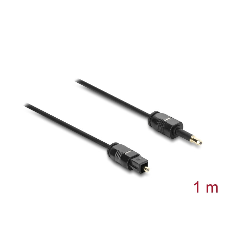 Delock TOSLINK Kabel mini TOSLINK 3,5 mm Stecker auf TOSLINK Stecker, Ø 2,2 mm, 1 m, schwarz