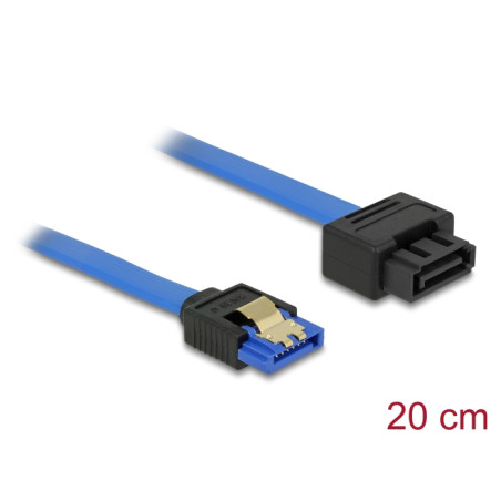 Delock Verlängerungskabel SATA 6 Gb/s Buchse gerade - SATA Stecker mit Einrastfunktion gerade 20 cm blau