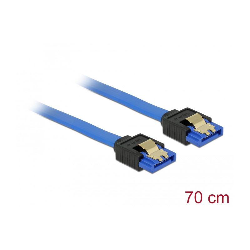 Delock Kabel SATA 6 Gb/s Buchse gerade - SATA Buchse gerade 70 cm blau mit Goldclips