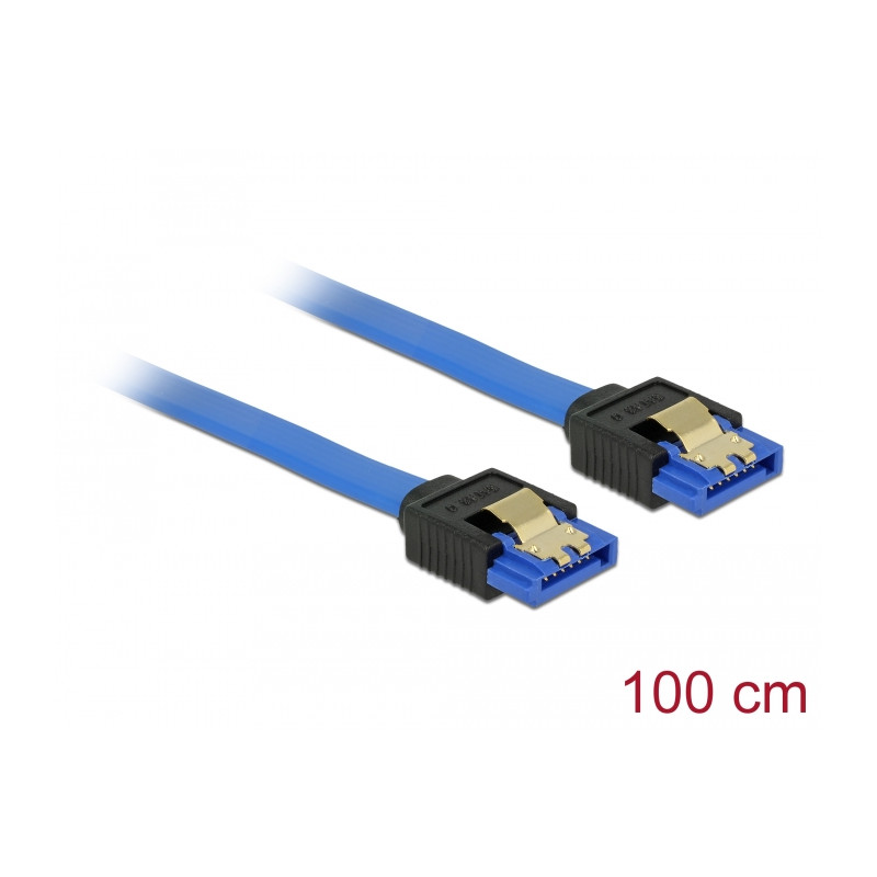 Delock Kabel SATA 6 Gb/s Buchse gerade - SATA Buchse gerade 100 cm blau mit Goldclips