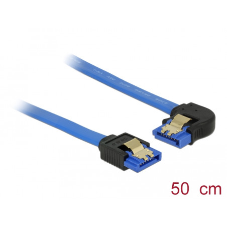 Delock Kabel SATA 6 Gb/s Buchse gerade - SATA Buchse links gewinkelt 50 cm blau mit Goldclips