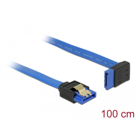Delock Kabel SATA 6 Gb/s Buchse gerade - SATA Buchse oben gewinkelt 100 cm blau mit Goldclips