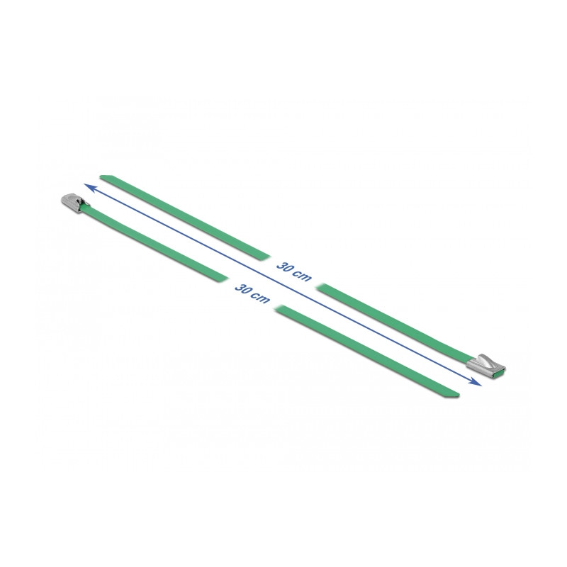 Delock Edelstahlkabelbinder L 300 x B 4,6 mm grün 10 Stück