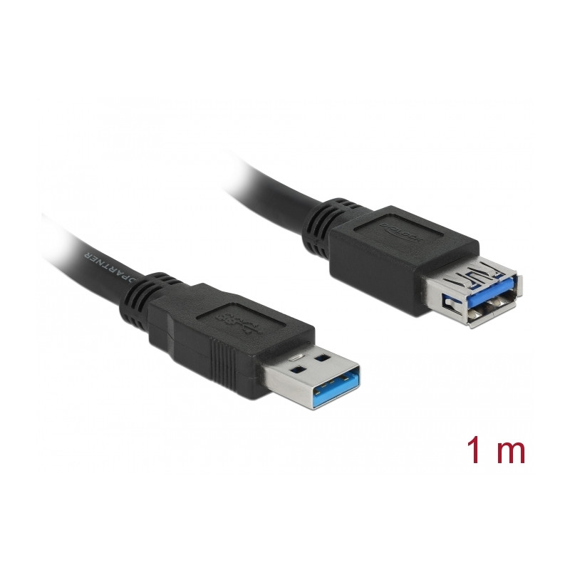 Delock USB 5 Gbps Verlängerungskabel Typ-A Stecker zu Buchse 1 m schwarz