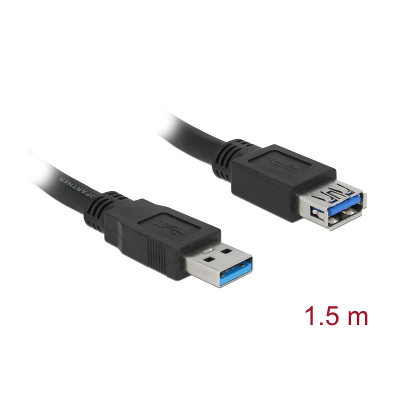 Delock USB 5 Gbps Verlängerungskabel Typ-A Stecker zu Buchse 1,5 m schwarz