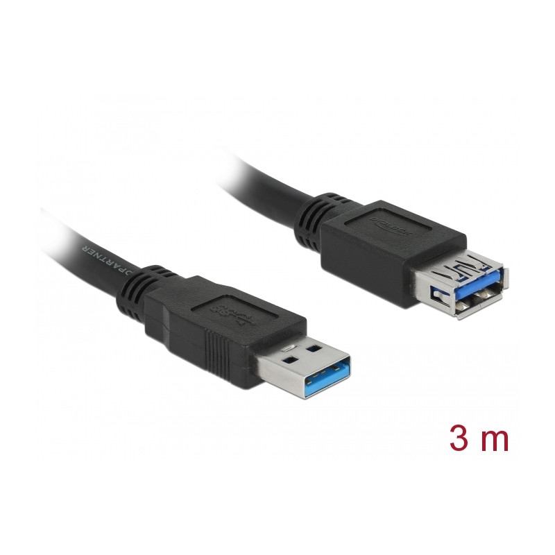 Delock USB 5 Gbps Verlängerungskabel Typ-A Stecker zu Buchse 3 m schwarz