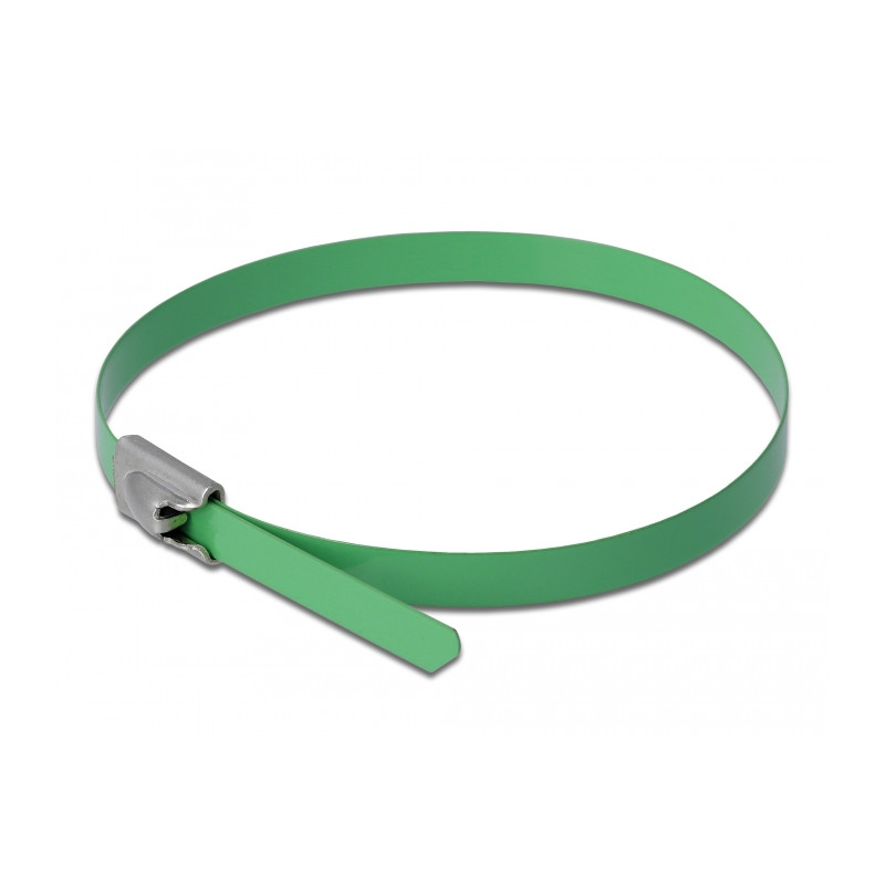 Delock Edelstahlkabelbinder L 400 x B 4,6 mm grün 10 Stück