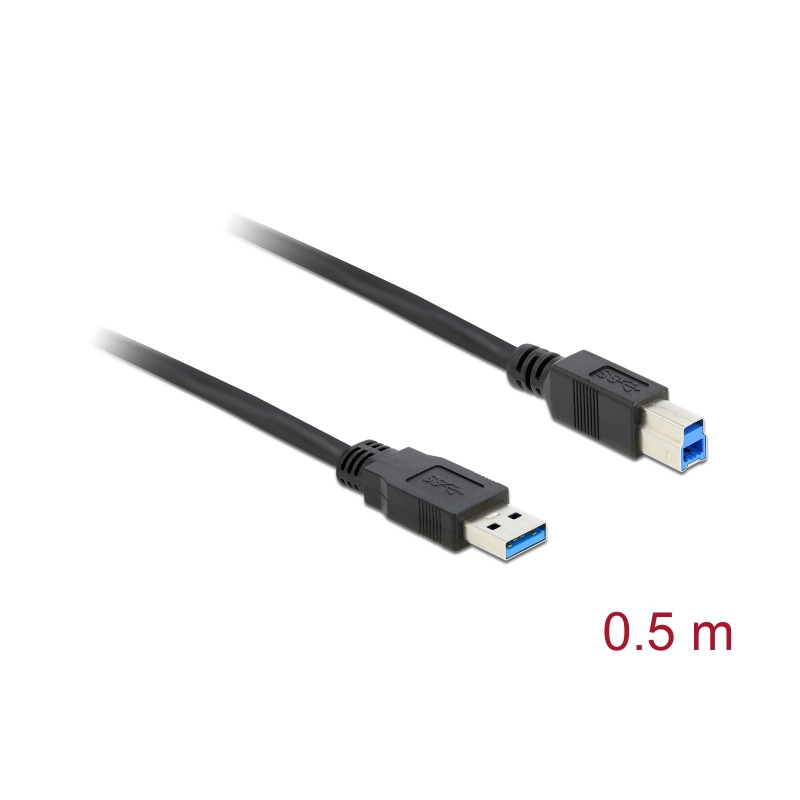 Delock USB 5 Gbps Kabel Typ-A Stecker zu Typ-B Stecker 0,5 m schwarz