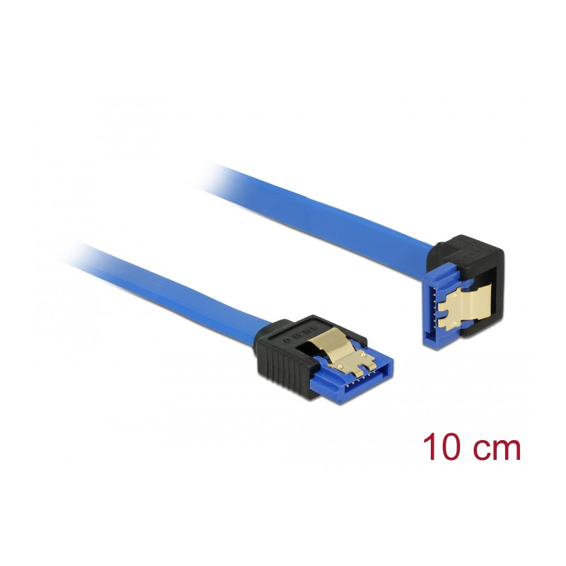Delock Kabel SATA 6 Gb/s Buchse gerade - SATA Buchse unten gewinkelt 10 cm blau mit Goldclips