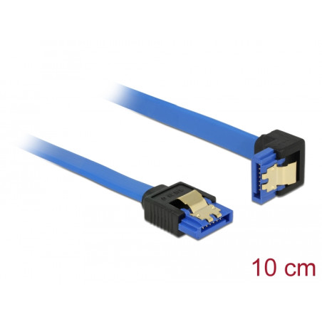 Delock Kabel SATA 6 Gb/s Buchse gerade - SATA Buchse unten gewinkelt 10 cm blau mit Goldclips