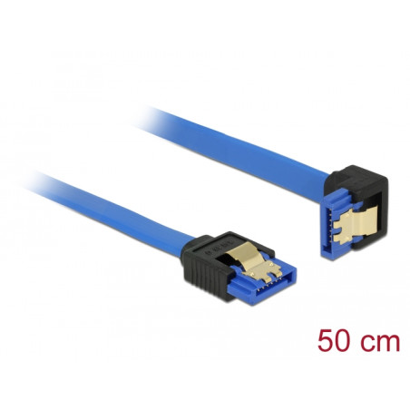 Delock Kabel SATA 6 Gb/s Buchse gerade - SATA Buchse unten gewinkelt 50 cm blau mit Goldclips