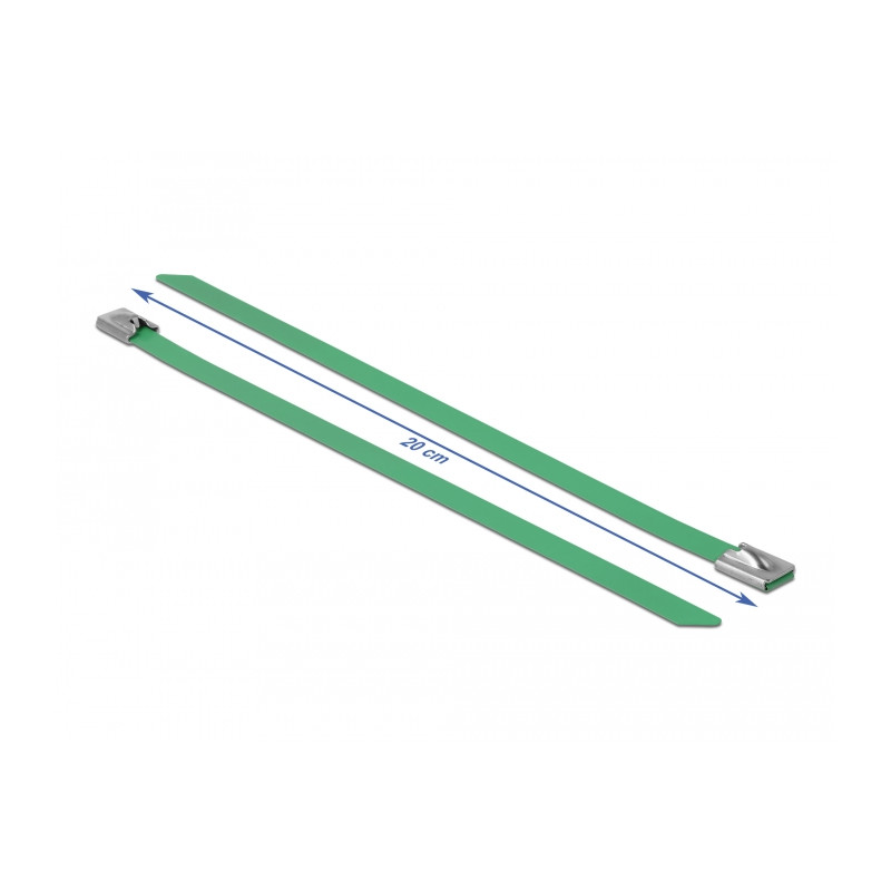 Delock Edelstahlkabelbinder L 200 x B 7,9 mm grün 10 Stück