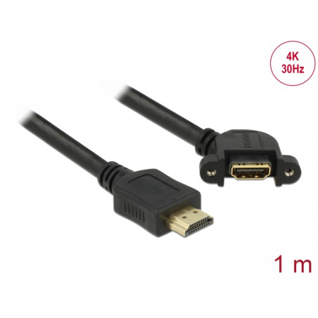 Delock Kabel HDMI-A Stecker - HDMI-A Buchse zum Einbau 110° gewinkelt 4K 30 Hz 1 m