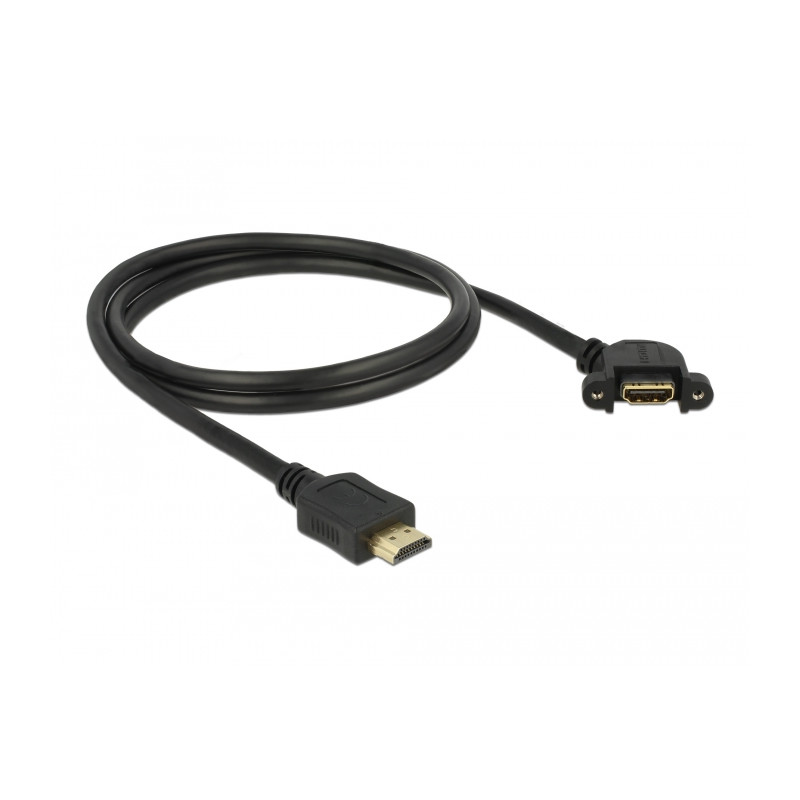 Delock Kabel HDMI-A Stecker - HDMI-A Buchse zum Einbau 110° gewinkelt 4K 30 Hz 1 m