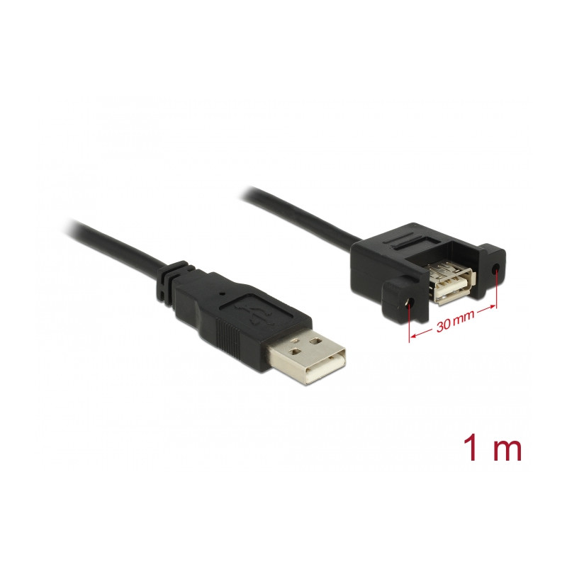 Delock Kabel USB 2.0 Typ-A Stecker - USB 2.0 Typ-A Buchse zum Einbau 1 m