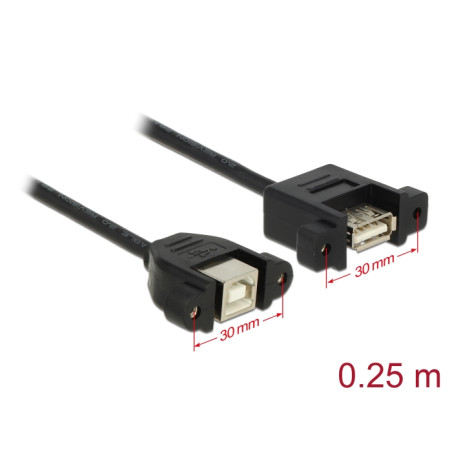 Delock Kabel USB 2.0 Typ-B Buchse zum Einbau - USB 2.0 Typ-A Buchse zum Einbau 25 cm