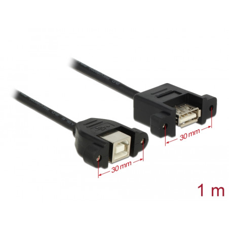 Delock Kabel USB 2.0 Typ-B Buchse zum Einbau - USB 2.0 Typ-A Buchse zum Einbau 1 m