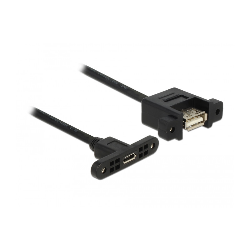 Delock Kabel USB 2.0 Micro-B Buchse zum Einbau - USB 2.0 Typ-A Buchse zum Einbau 25 cm