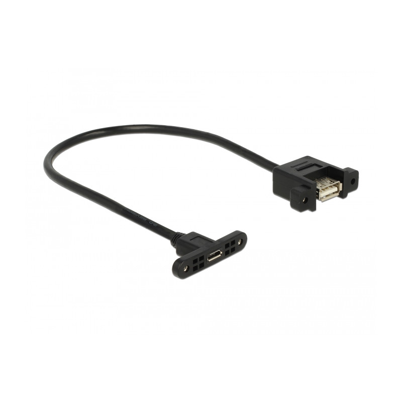 Delock Kabel USB 2.0 Micro-B Buchse zum Einbau - USB 2.0 Typ-A Buchse zum Einbau 25 cm