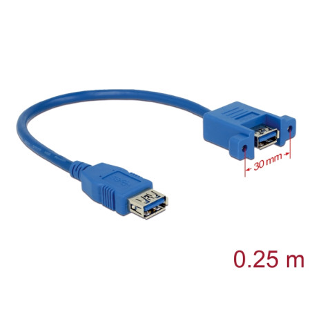 Delock USB 5 Gbps Kabel Typ-A Buchse zu USB 5 Gbps Typ-A Buchse zum Einbau 25 cm