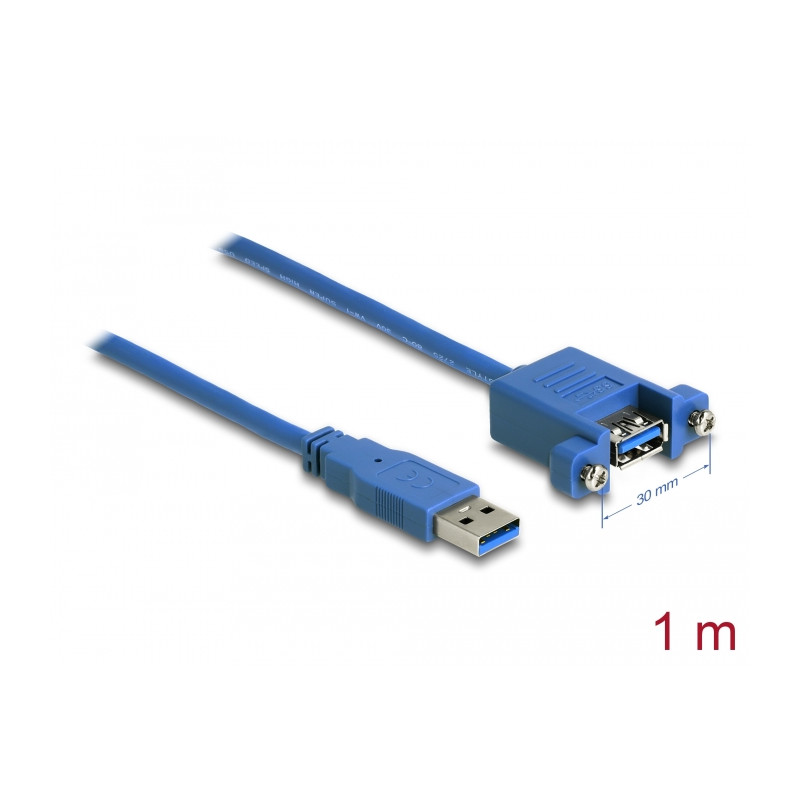 Delock USB 5 Gbps Kabel Typ-A Stecker zu USB 5 Gbps Typ-A Buchse zum Einbau 1 m