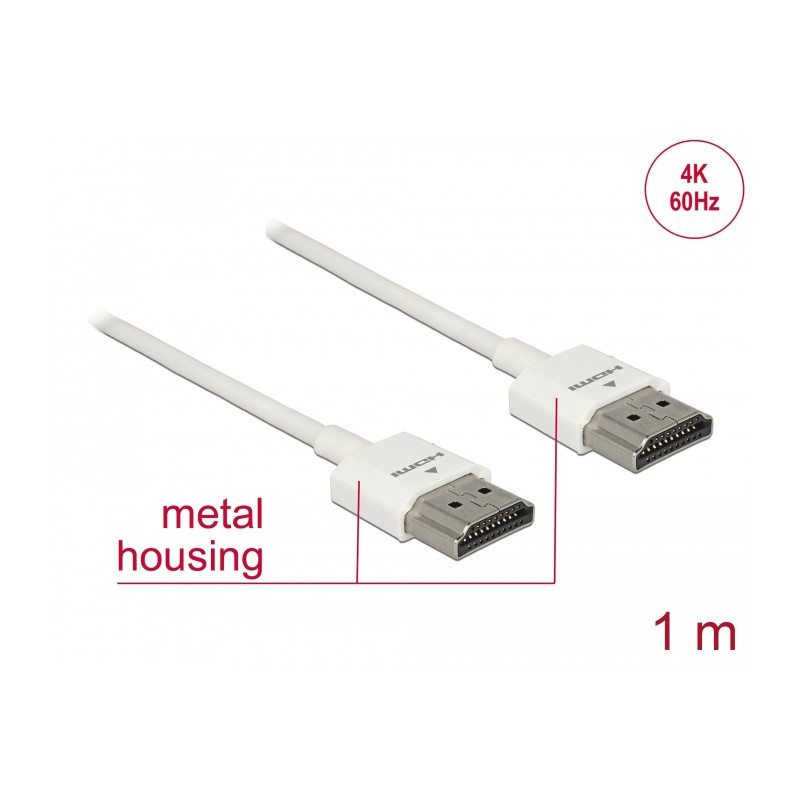 Delock Kabel High Speed HDMI mit Ethernet - HDMI-A Stecker - HDMI-A Stecker 3D 4K 1 m Slim High Quality