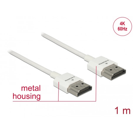 Delock Kabel High Speed HDMI mit Ethernet - HDMI-A Stecker - HDMI-A Stecker 3D 4K 1 m Slim High Quality