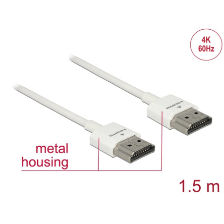 Delock Kabel High Speed HDMI mit Ethernet - HDMI-A Stecker - HDMI-A Stecker 3D 4K 1,5 m Slim High Quality