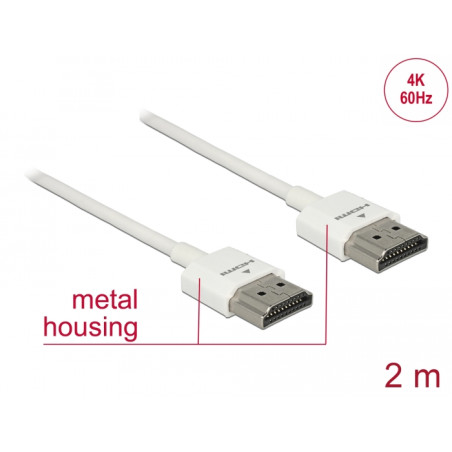 Delock Kabel High Speed HDMI mit Ethernet - HDMI-A Stecker - HDMI-A Stecker 3D 4K 2 m Slim High Quality