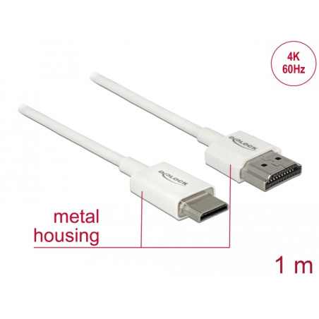 Delock Kabel High Speed HDMI mit Ethernet - HDMI-A Stecker - HDMI Mini-C Stecker 3D 4K 1 m Slim High Quality