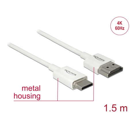 Delock Kabel High Speed HDMI mit Ethernet - HDMI-A Stecker - HDMI Mini-C Stecker 3D 4K 1,5 m Slim High Quality