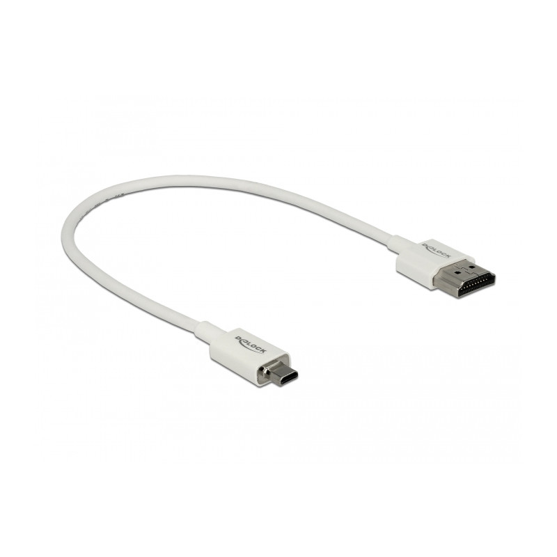 Delock Kabel High Speed HDMI mit Ethernet - HDMI-A Stecker - HDMI Micro-D Stecker 3D 4K 0,25 m Slim High Quality