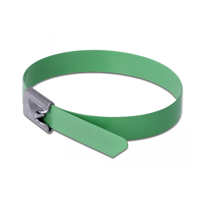 Delock Edelstahlkabelbinder L 500 x B 7,9 mm grün 10 Stück